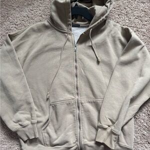Brandy Melville Tan Zip-Up Hoodie